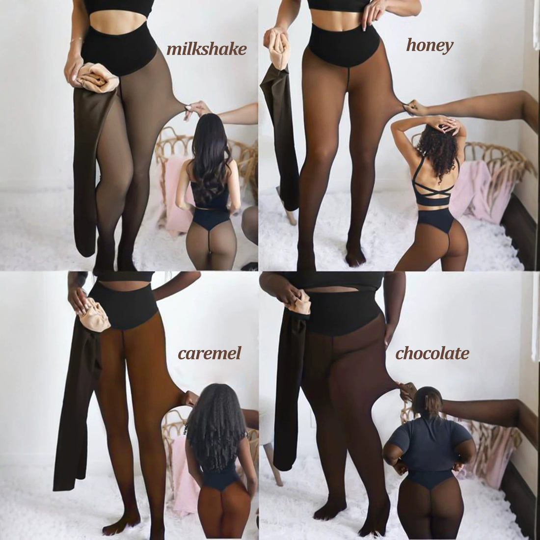 Women's high-waisted sheer skinny leggings in a warm brown tone, photo 2