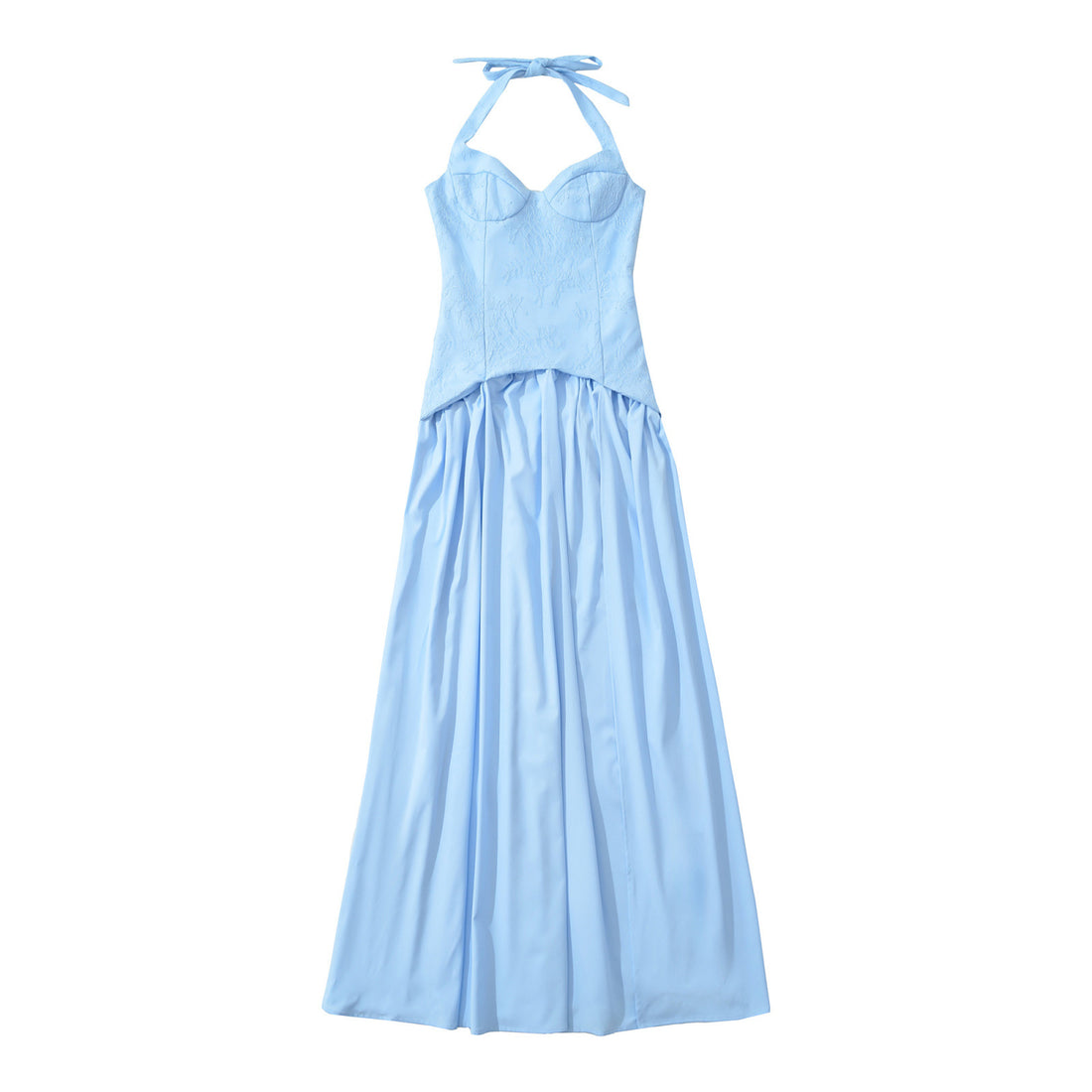 Halter neck lace spliced long dress with side slit, photo 6