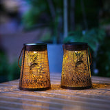 European garden wrought iron hollowed-out solar hanging lights Outdoor