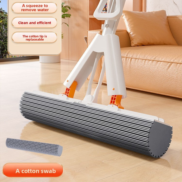 Double-fold rubber-coated mop for floor cleaning