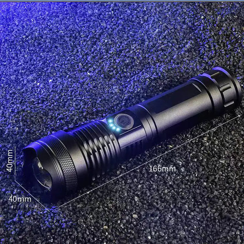 Rechargeable flashlight adjustable beam