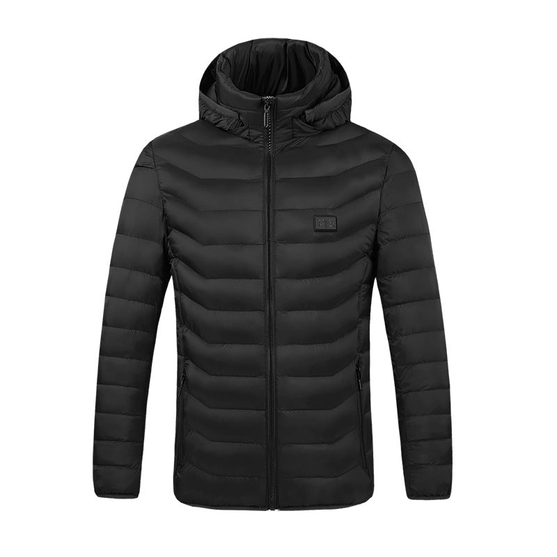 Unisex USB heated hooded padded jacket with zipper, photo 1