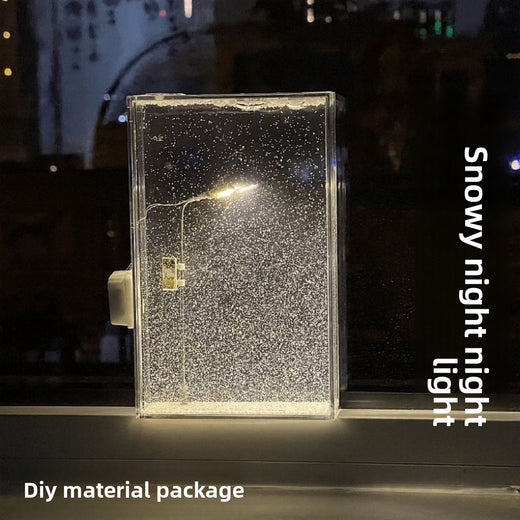 Night light snow scene street lamp