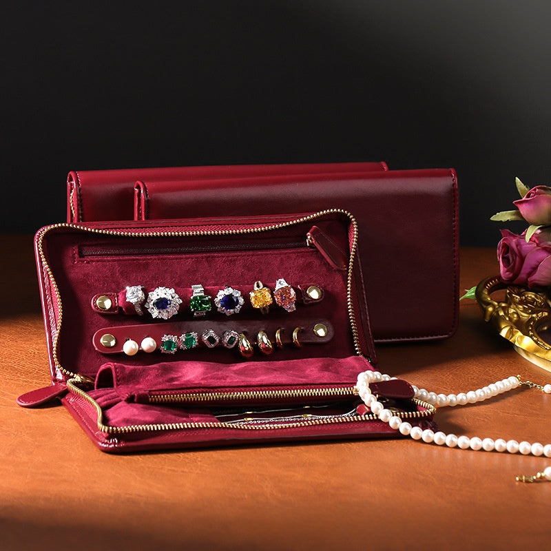 Portable Jewelry Cosmetics Bag, Large-Capacity Multi-Functional Jewelry Ring, Necklace, Earrings, Zipper Bag