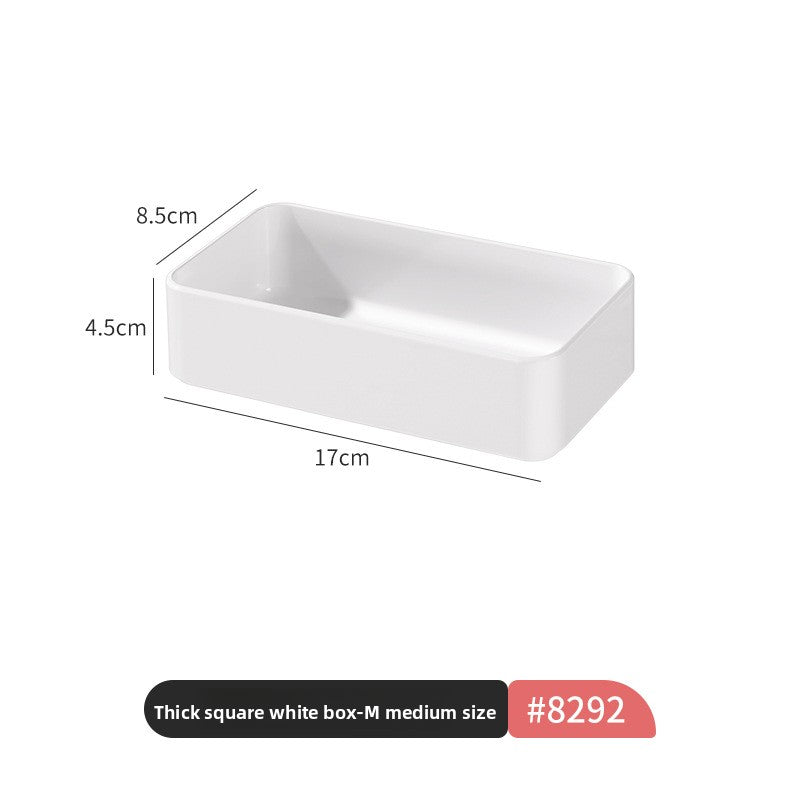 White stackable open plastic desktop storage boxes, photo 7