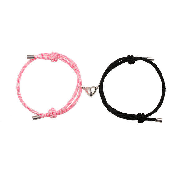 Pink and black magnetic bracelets, color for reference