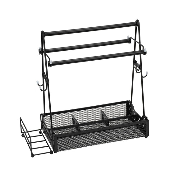Empty black metal grill caddy