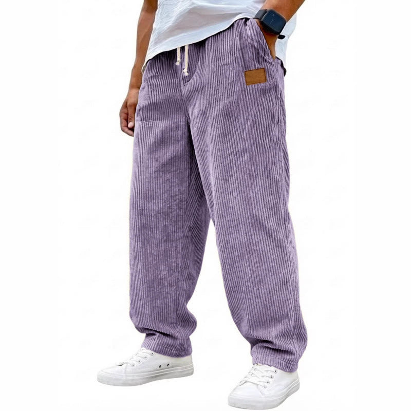Men's 3D Digital Print Straight Leg Casual Pants with Drawstring Mid-Rise Full Length Trousers