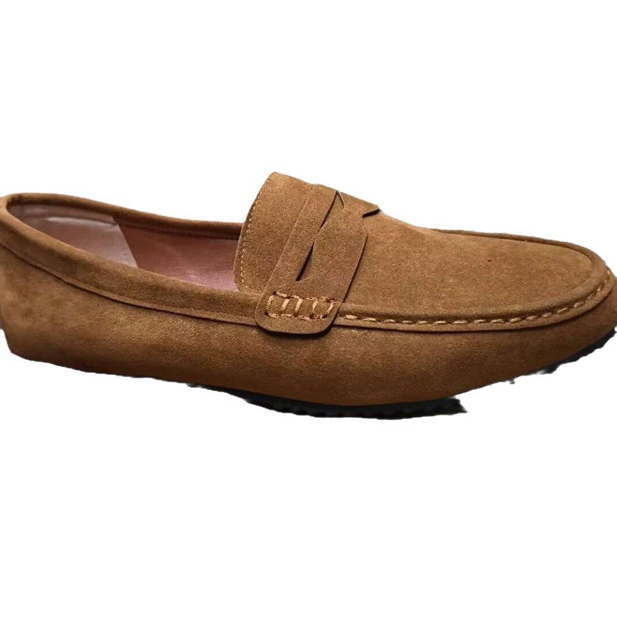 Men's Shoes Leather Slip-on Casual Square-toe Flat Shoes