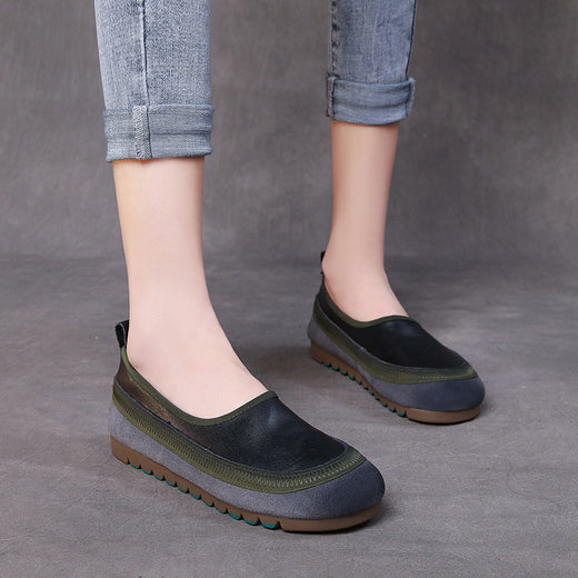 Handmade Genuine Leather Flat Women's Shoes Slip-On Loafers Casual Soft-Soled Beanie Shoes product image 2