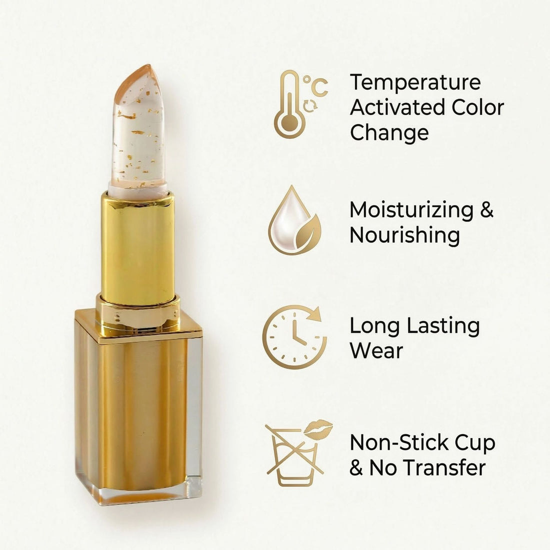 Gold foil thermochromic lipstick