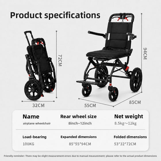 Travelling wheelchair is lightweight.