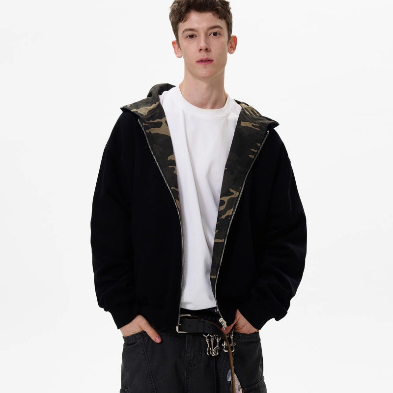 Cardigan Hoodie Men's Retro Loose Casual Couple Jacket