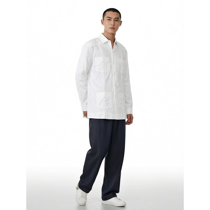 White Patchwork Casual Shirt