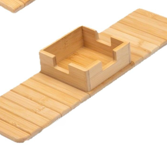 Bamboo sofa cup holder tray