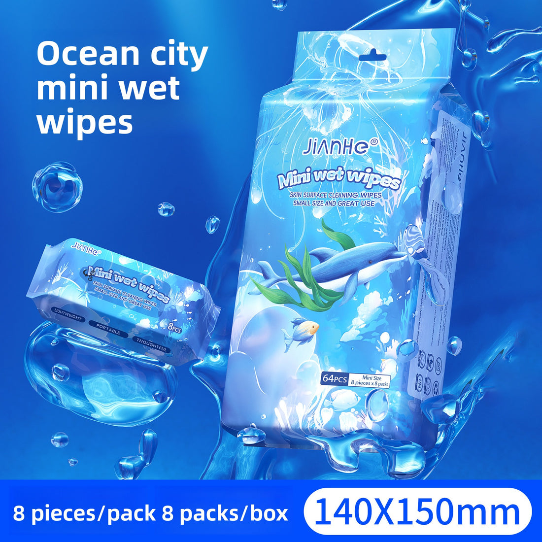 Mini Wet Wipes for Hand and Face Cleaning product image 2