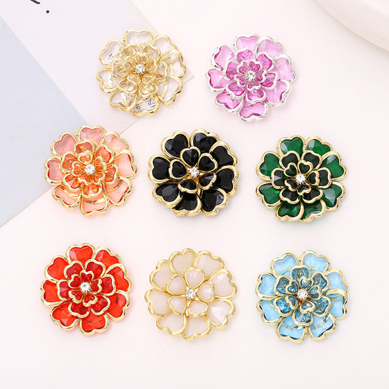 Acrylic Camellia Rhinestone Decoration