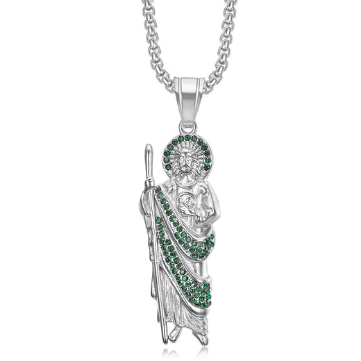 Stainless Steel Gold Plated Saint Jude Pendant Necklace