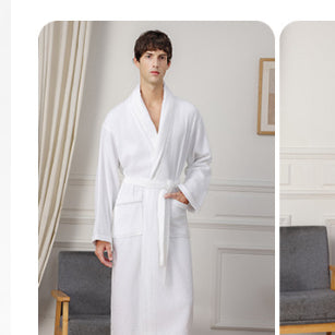 Cotton terry towel bathrobe in mid length, photo 6