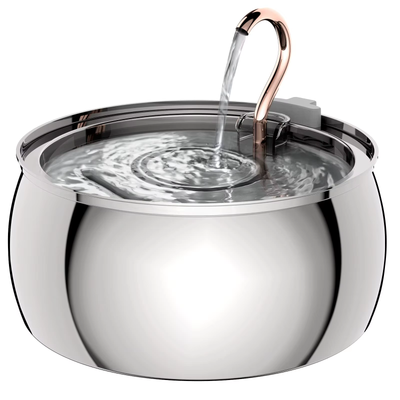 AquaPure stainless steel pet water fountain with 4L reservoir