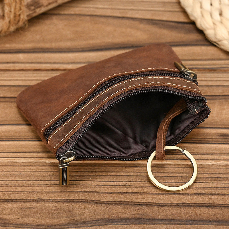 Vintage Genuine Leather Wallet with Keychain