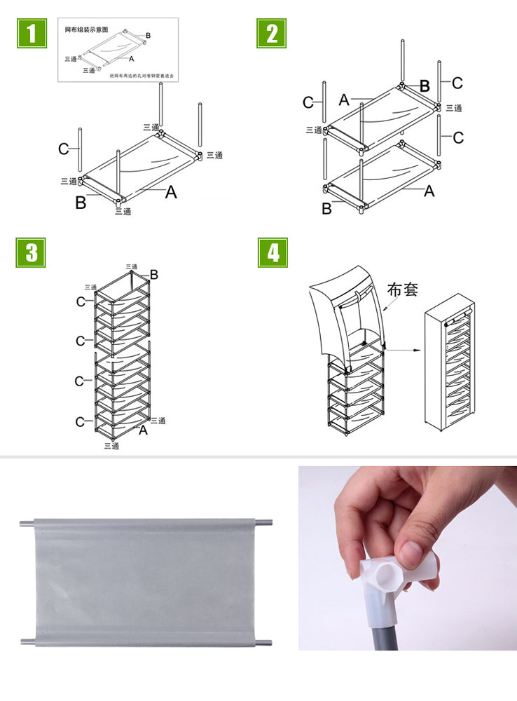 Shoe rack shown against a closet wall