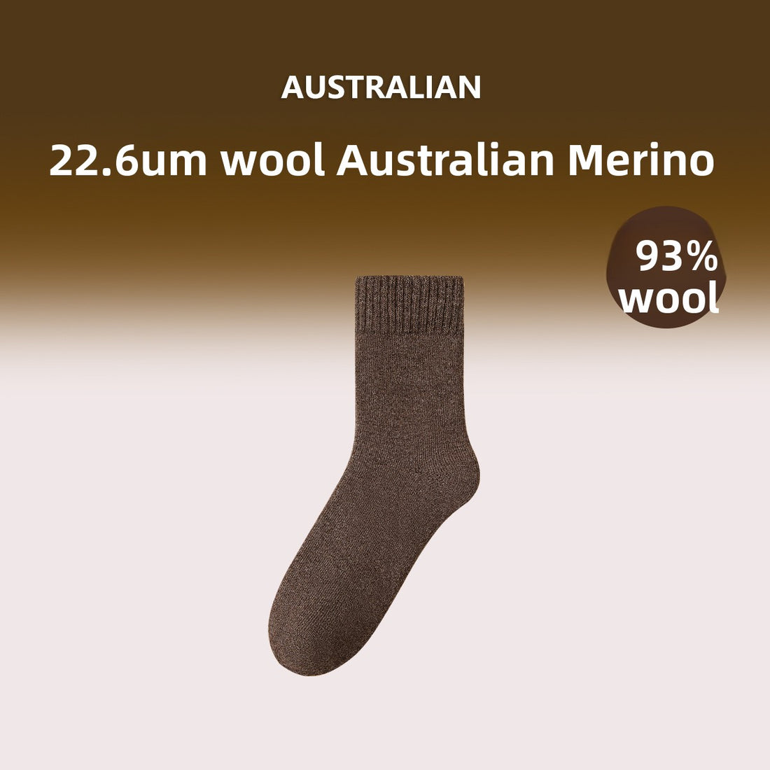 Merino Wool Hiking Socks Men Thickened Fleece Lined Warm Long