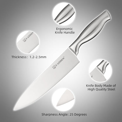 Kitchen Knife Set — 15 Piece with Block, Silver