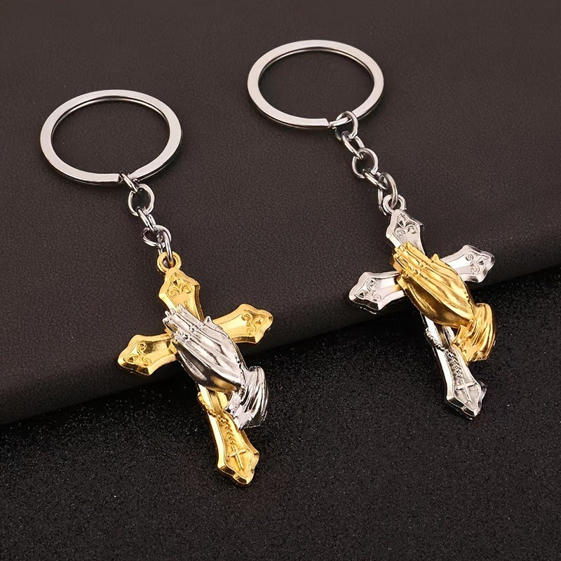 Zinc Alloy Personalized Keychain Cross