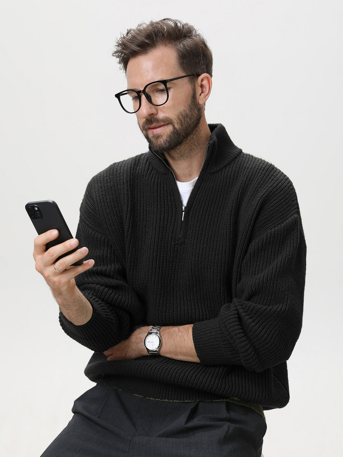 Mens Vertical Stripe Knit Sweater