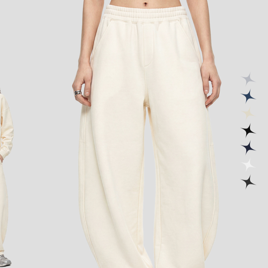 Heavyweight Terry Fabric Sweatpants Loose Fit Casual Pants