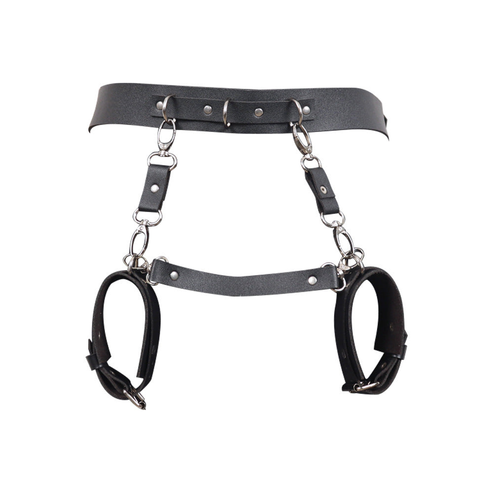 Adjustable Leather Bondage Waist Belt