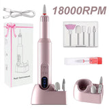 18000Rpm Electric Nail Drill Set Portable with Base Kit for Nail Salon Exfoliation Polishing Smooth Nails Nail Art Home Nail DIY