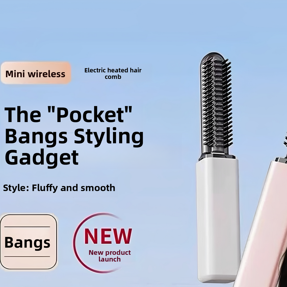 Mini Wireless Portable Hair Straightener Comb with Titanium Tourmaline Coating for Travel and Daily Styling
