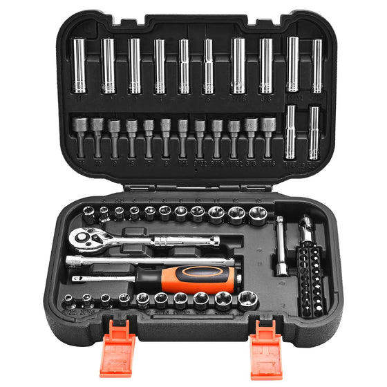 70-piece socket set in open black case