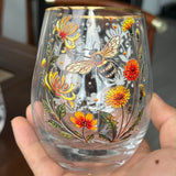 Hummingbird Design Glass Teacup