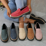 Womens Platform Loafers British Style Casual Shoes