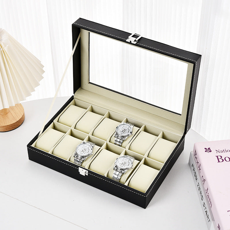 Leather Watch Display Storage Box with Transparent Window product image 4