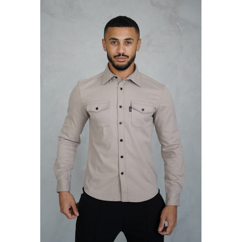 Men's Casual Long Sleeve Slim Fit Cotton Shirt