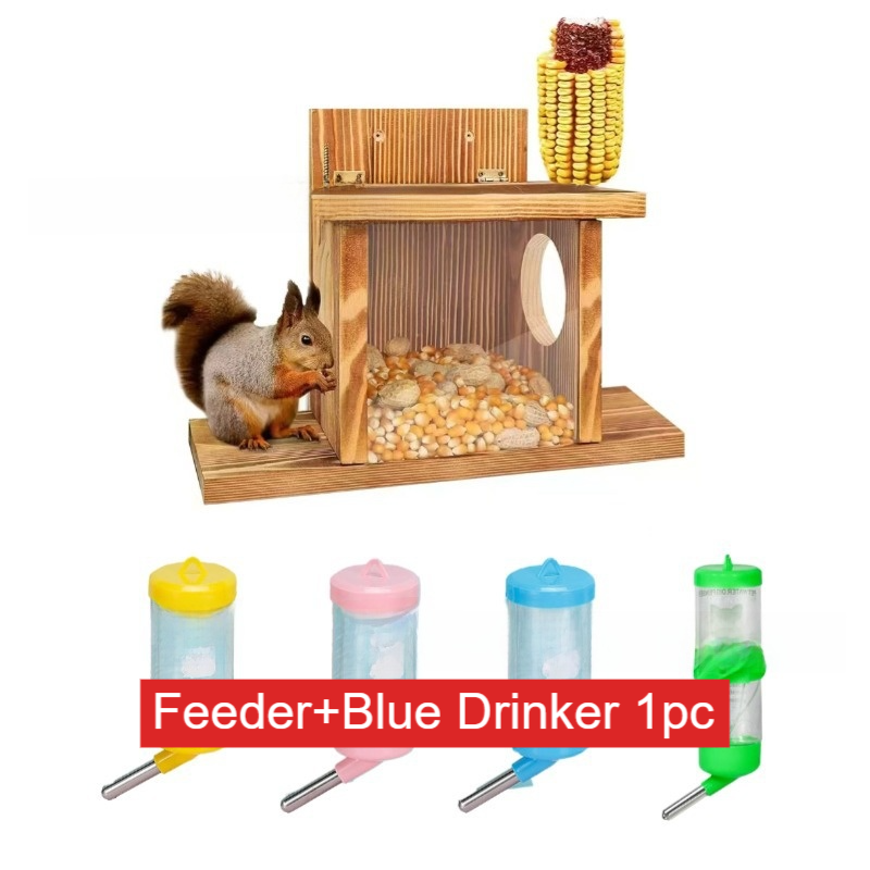 Wooden Hanging Squirrel Feeder Outdoor Small Animal Feeding House