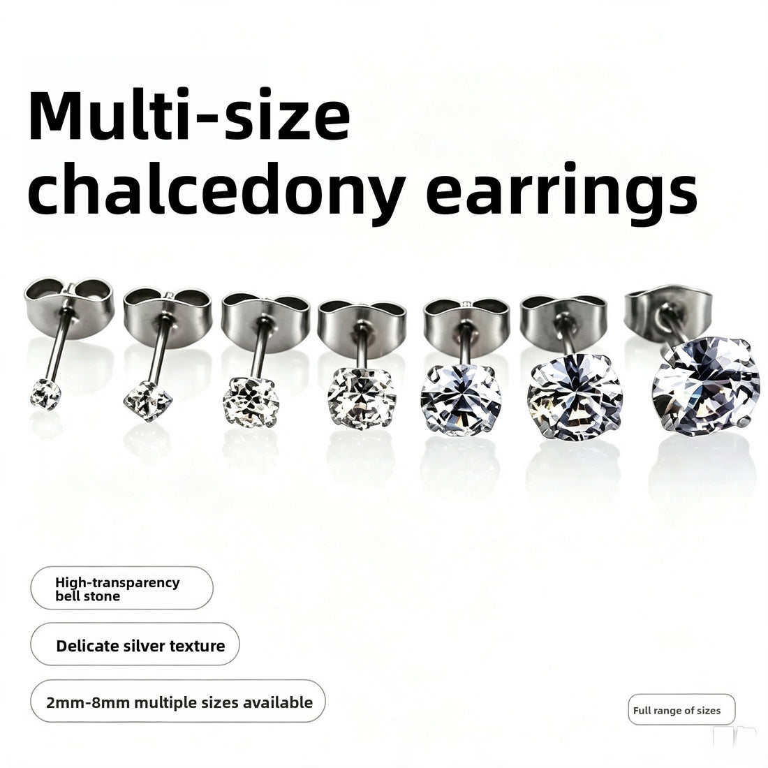 Cubic Zirconia Stainless Steel Ear Studs