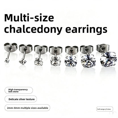 Cubic Zirconia Stainless Steel Ear Studs