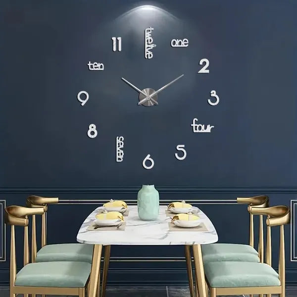 Art deco acrylic wall clock in black finish