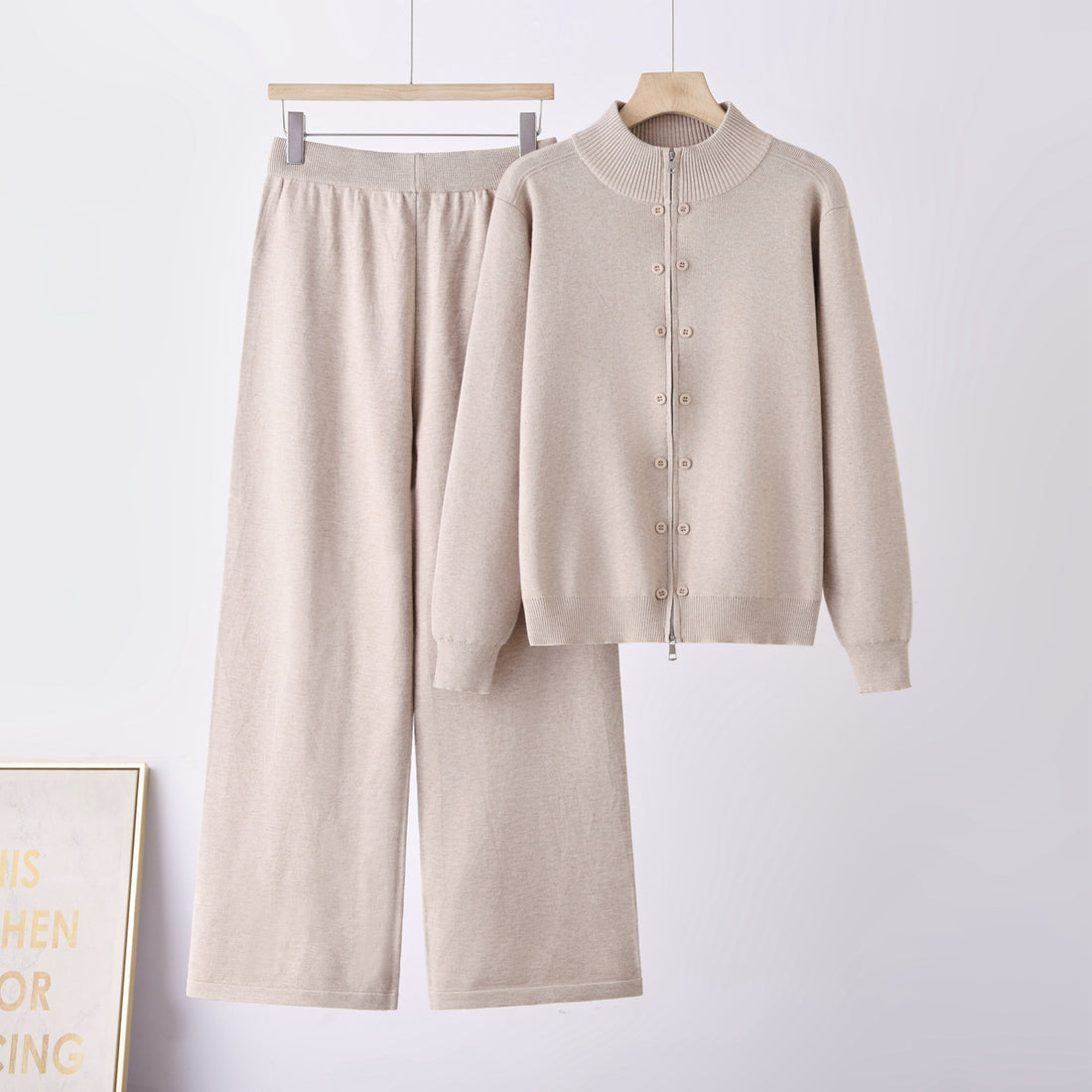 Women's thick knit half-zip sweater and trousers two-piece set, photo 8