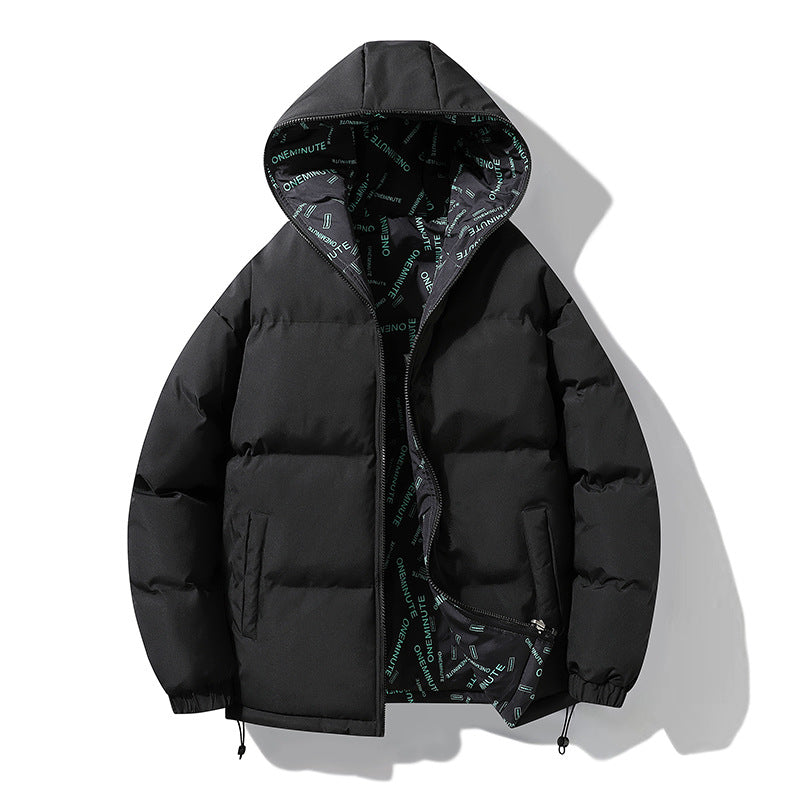 Men Reversible Thickened Winter Cotton Coat Hooded Zipper Jacket