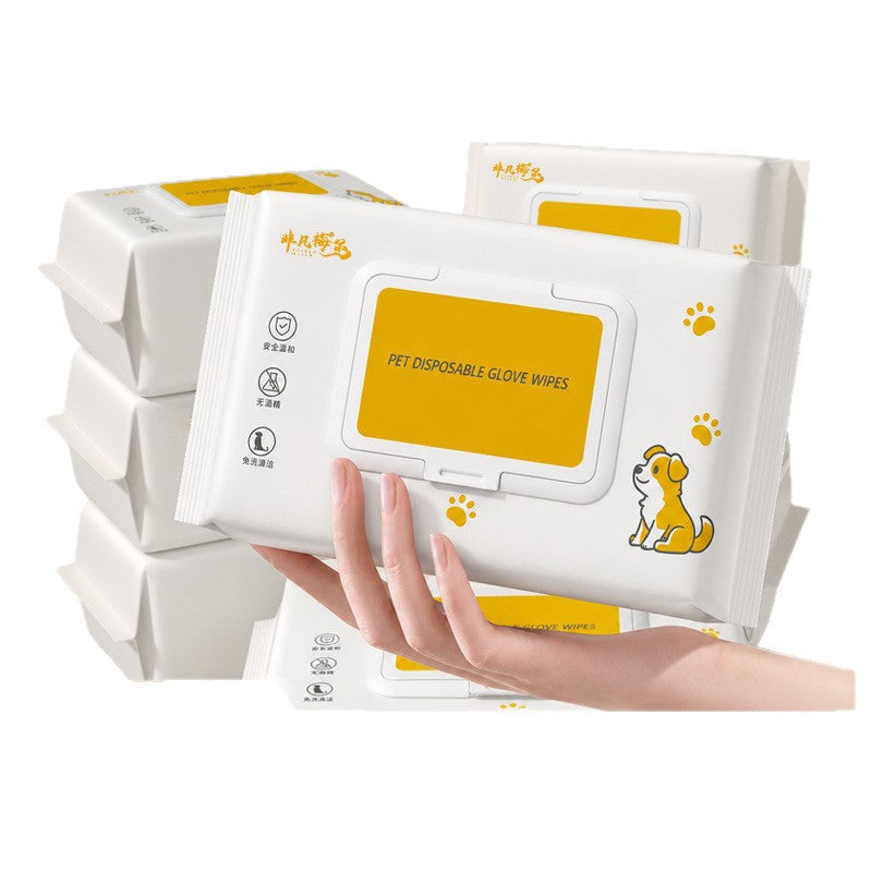 50-Piece Pet Waterless Deodorizing Bathing Gloves