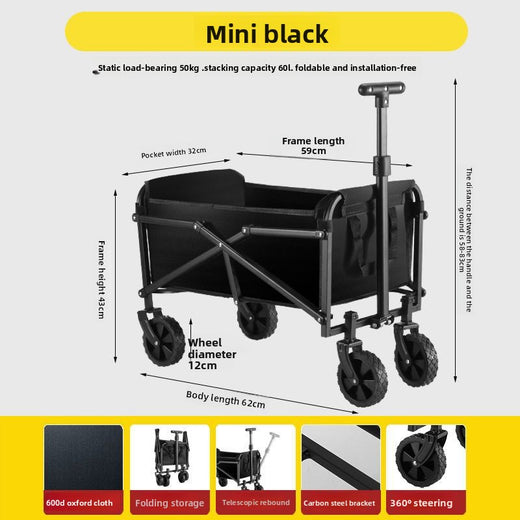 Folding Camping Cart Outdoor Utility Wagon with Table