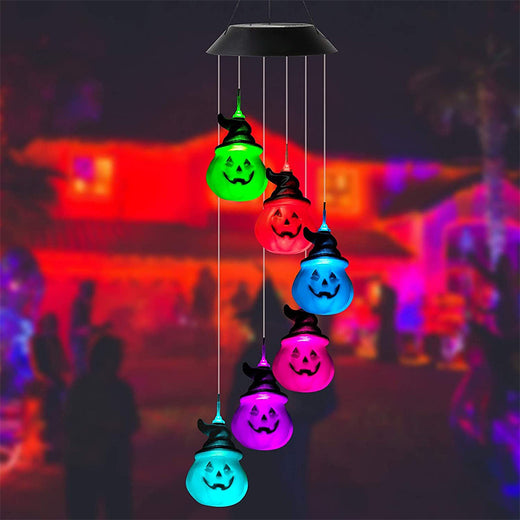 Solar Pumpkin Wind Chime Garden Light