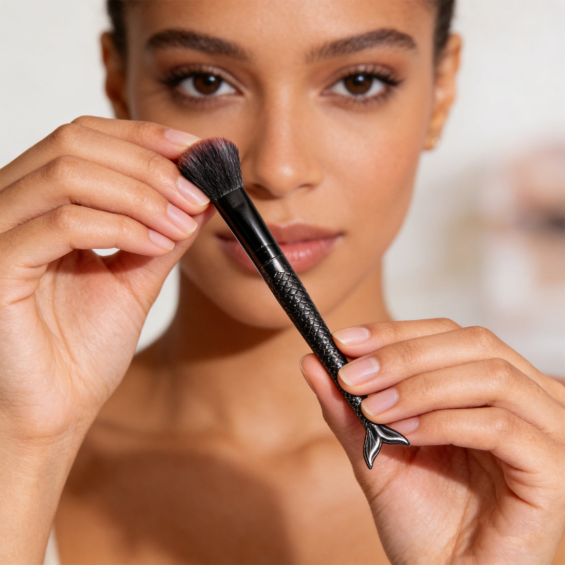 Makeup brush bristle close up detail