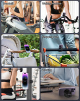 MagSafe phone holder strapped to spin bike post